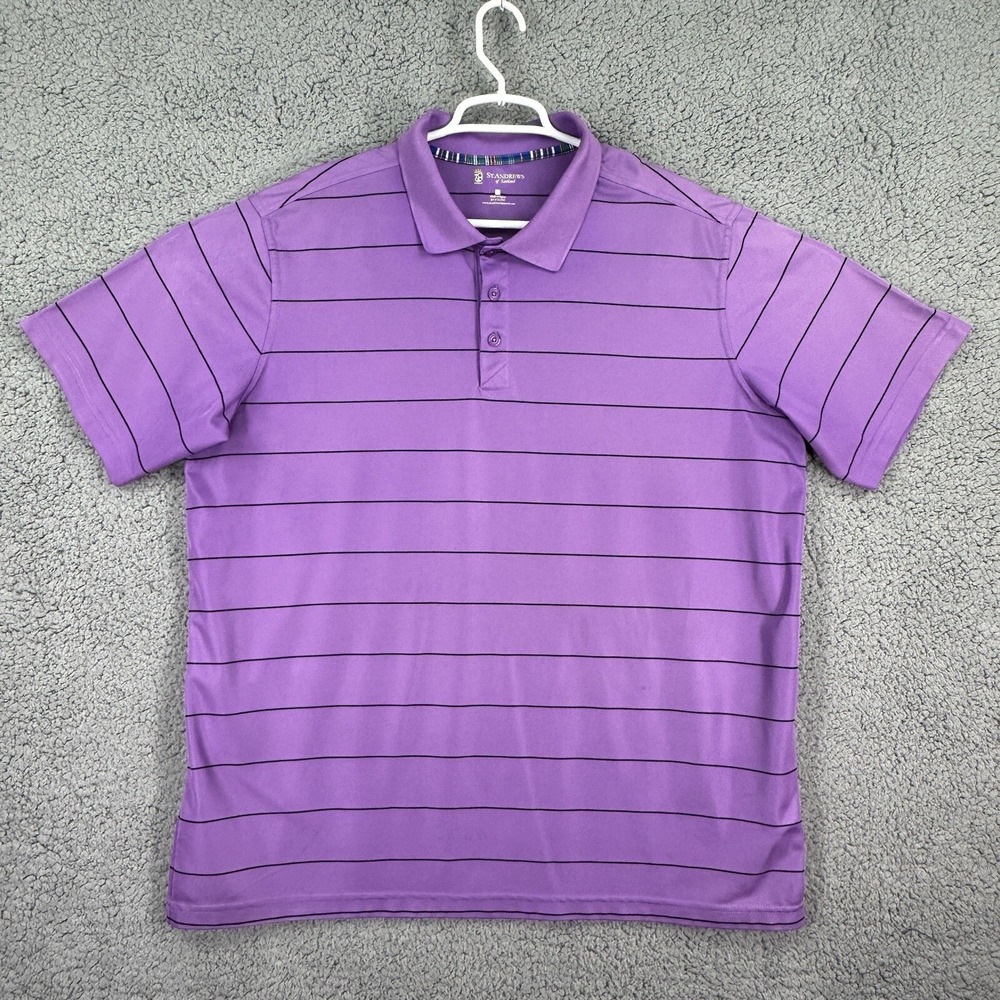 St. Andrews of Scotland Mens Shirt Size 2XL Golf Polo Shirt Purple Preppy